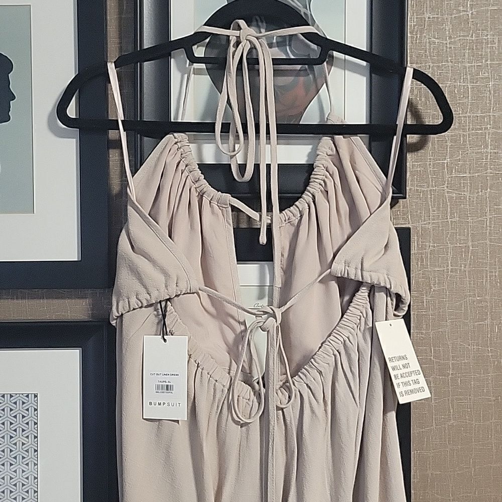 Bumpsuit Cut Out Linen Blend Dress - Picture 10 of 14